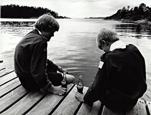Lakeside: Swedish boy scouts on a jetty