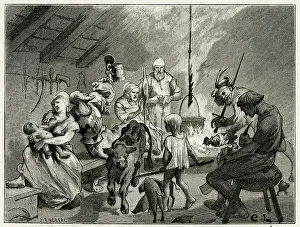 Distaff: Swedish cottage interior