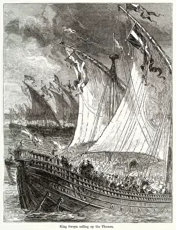 Olaf: Sweyn I, King of Denmark sailing up the River Thames