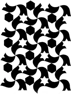 Swirly: Swirly repeat design with stars and hexagons