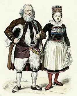 Lucerne: Swiss bride and groom in costume