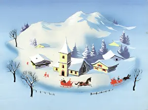 Sleighs: Swiss Village in the Snow