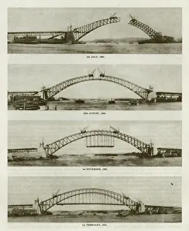 Sydney Harbour Bridge under construction