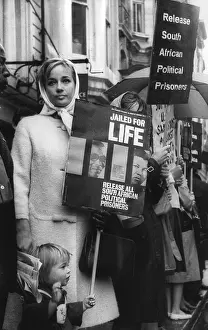 Activism: Sylvia Syms, English actress, in demonstration
