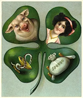 Trefoil: symbols, luck, four-leaf clover, Germany, circa