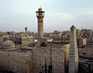 Marketplace: Syria. Aleppo. Overview of ancient souks area. Late afternoo