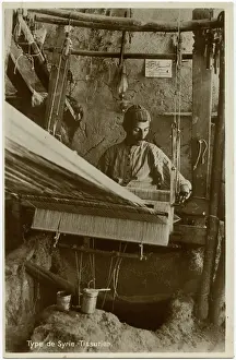 Sep15: Syrian Textile Weaver at work on his loom - Damascus