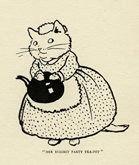 Cats: Tabitha the cat with her biggest party teapot