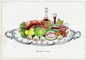 Cabbage: Table display -- shellfish with wine