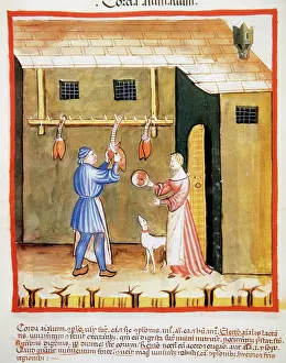 Drying: Tacuinum Sanitatis. 14th century. Drying animal hearts