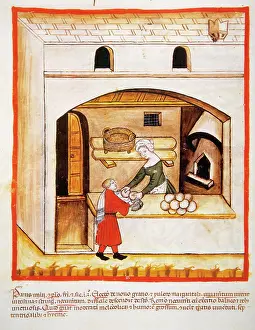 Establishment: Tacuinum Sanitatis. 14th century. Selling millet bread