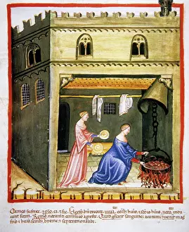 Handbook: Tacuinum Sanitatis. Woman cooking
