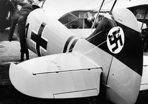 Partly: Tail of a fighter plane