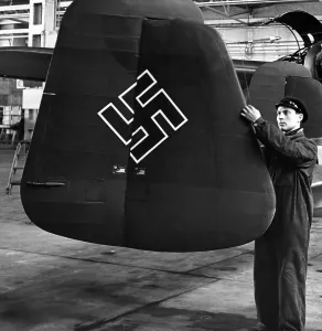 Prominently: Tail unit with swastika, 1940