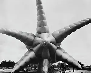Filling: Tail view of one of the barrage balloons at
