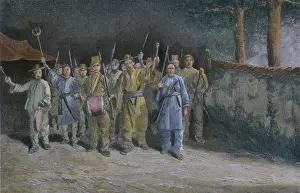 Revolts: Taiping rebels on the march in 1853. Led by