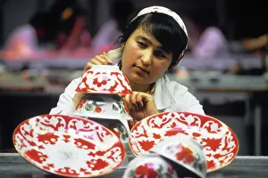 Dishes: Tajik porcelain dishes, 1982