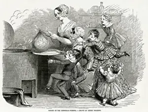 Excitable: Taking up the Christmas pudding, 1848