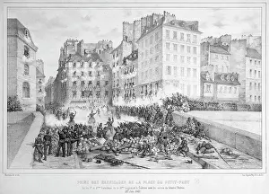 Barricades: Taking up the Little Bridge barricades in Paris