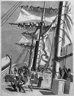 Squall: TAKING IN SAIL 1880