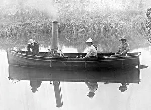 The Linda Etchart Lantern Slide Collection: Taking a small steam launch out for a river trip