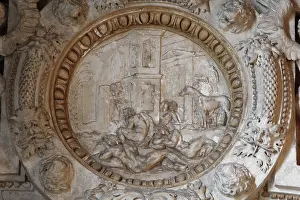 Fiorentino: The Taking of Troy, high relief stucco frame by