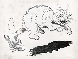 Lobster: The Tale of a Tail, Louis Wain Cat bitten by a Lobster