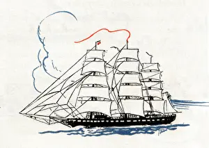 Clipper: A tall ship under sail