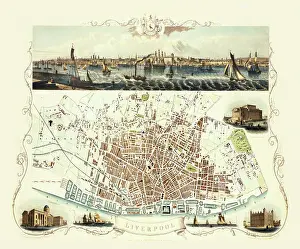 Mersey: Tallis map of Liverpool, 1851