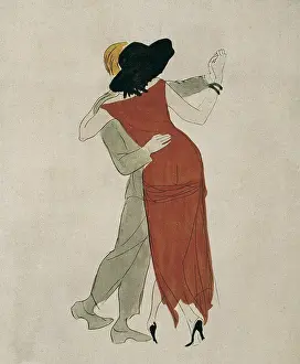 Vertes: Tango. Watercolor by Marcel Vertes (1895-1961) published