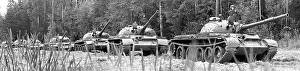 Tactical: Tank crewmen on march, 1974