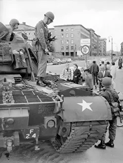 Aeronautic: US tank at sector border in West Berlin 1961