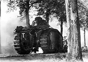 Antitank: A tank shot up and immobilized by antitank guns on