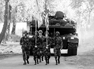 Teltow: The last tanks of the US Army leaving Berlin