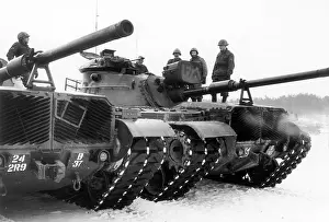 Depots: US tanks during the manoeuvre REFORGER I in Germany