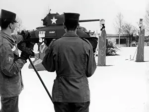 Cutouts: Tanks and the three Wise Men with U.S. troops in Stuttgart