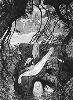 Hung: Tapestry with the Norns Urd, Verdandi and Skuld