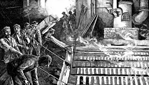 Tapping: Tapping blast furnace and casting iron into pigs