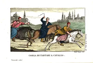 Bareback: Tartars or tatars horse-racing