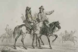 Ethnicities: Tatar Knights. Engraving, 19th century