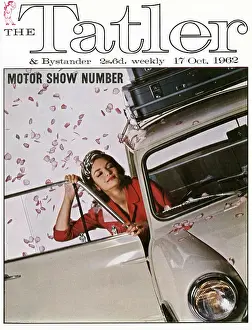 Tatler: Tatler Front Cover - bride getting into mini cooper
