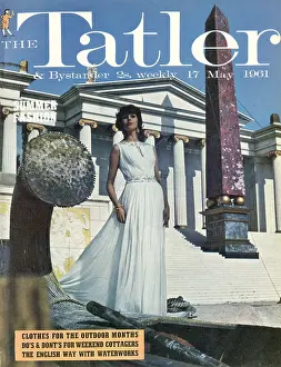 Cleopatra: Tatler Front Cover - woman standing at cleopatra film set