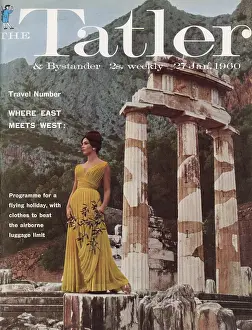 Olive: Tatler Front Cover - woman in yelliow dress at Delphi