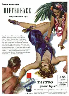 Lipsticks: Tattoo lipstick advertisement, 1939