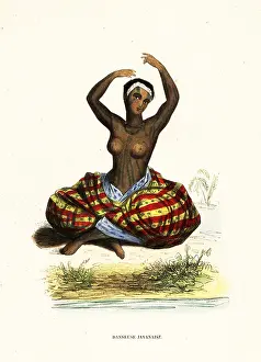 Error: Tattooed and bare-breasted young woman dancing
