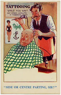 Baldness: Tattooing - 'Side or Centre parting Sir?' !
