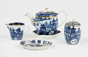 Caughley: Tea set, group shot