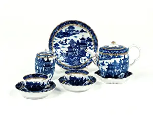 Caughley: Tea set, group shot