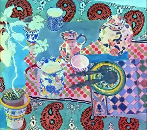 Wheatley: Tea Table ' brightly patterned table cloth