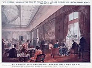 Berengaria: Tea time in the lounge on board the Berengaria 1922
